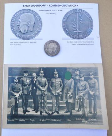 Zum gedenken Erich Ludendorf (de 1ste nazi) 1937 munt + foto beschikbaar voor biedingen