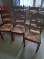 Lot de 6 chaises paillées en chêne massif, Maison & Meubles, Chaises, Brun, Enlèvement, Bois, Cinq, Six Chaises ou plus