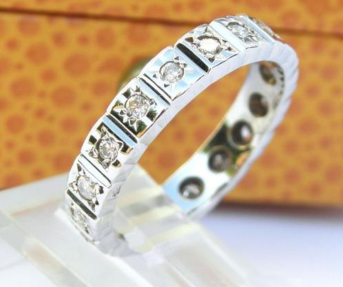 18K gouden alliance met diamanten, Handtassen en Accessoires, Ringen, Zo goed als nieuw, Dame, Kleiner dan 17, Wit, Goud, Met edelsteen