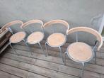 URGENT 4 houten en metalen stoelen, Huis en Inrichting, Stoelen, Gebruikt, Metaal, Vier