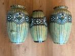 Lot 3 vases CHARLES CATTEAU Keramis Art Déco Gris  27-31cm, Antiek en Kunst, Antiek | Vazen, Ophalen