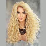 Lace pruik lang lichtblond haar met krullen Delaney kleur 61, Perruque ou Extension de cheveux, Envoi, Neuf