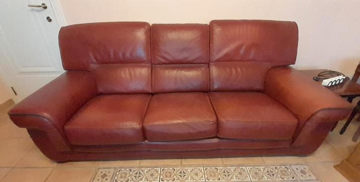 Ensemble canapé cuir 2 et 3places, Maison & Meubles, Canapés | Salons, Utilisé, Banc droit, Quatre personnes ou plus, 150 à 200 cm