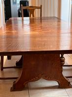 Antieke massieve eiken eettafel met 4 stoelen, Gebruikt, Bruin, Vier, Hout