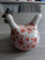 Poule en céramique fleurs oranges, Enlèvement, Comme neuf