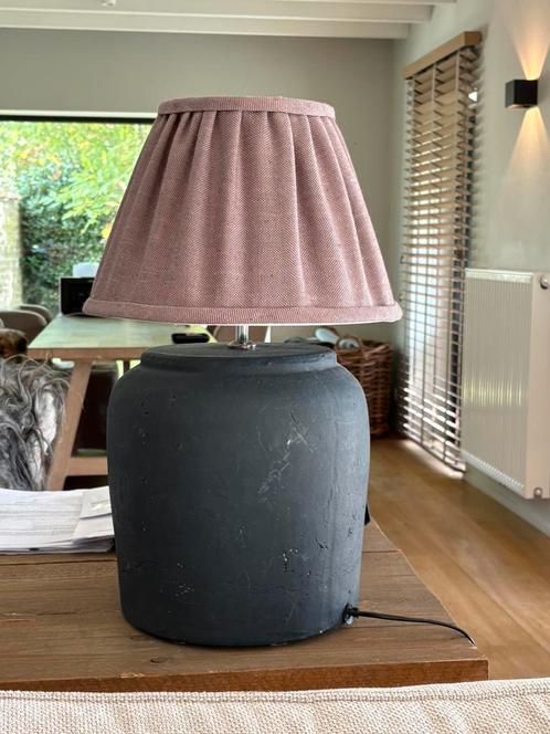 2 stuks stoere landelijke tafellampen, antraciet, Huis en Inrichting, Lampen | Tafellampen, Zo goed als nieuw, Ophalen