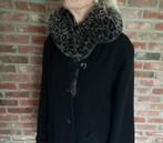 Menuetto zwart jas mantel (cashmère/wol) nepbont kraag , M, Kleding | Dames, Verzenden, Zwart, Zo goed als nieuw, Menuetto