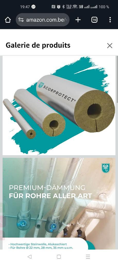 Gaine isolante laine de roche tuyaux chauffage, Bricolage & Construction, Chauffage & Radiateurs, Neuf, Enlèvement