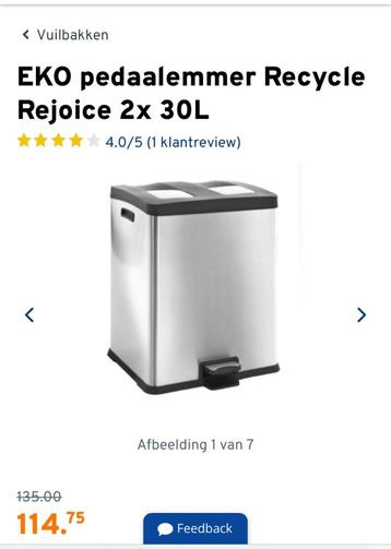 Inox vuilbak beschikbaar voor biedingen