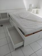 Witte 2 persoonsbed met 4 lades zonder matras, Huis en Inrichting, Slaapkamer | Bedden, Zo goed als nieuw, Ophalen