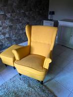 Zetel met poef, Huis en Inrichting, Zetels | Zetels, Ophalen, Zo goed als nieuw, Eenpersoons, Rechte bank