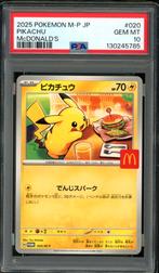Pikachu [Big Mac McDonalds] PSA 10 - M-P 020 Japanese Promo, Hobby en Vrije tijd, Ophalen of Verzenden, Zo goed als nieuw, Losse kaart