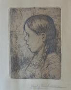 THEODORE VERSCHAEREN / JONG MEISJE / ZW-W ETS / 44x32cm KAD, Ophalen of Verzenden