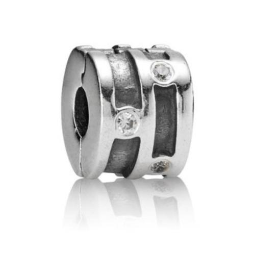 Pandora clip stopper sparkling met witte zirconias, Handtassen en Accessoires, Bedels, Pandora, Zilver, 1 bedel, Met strass, Ophalen of Verzenden