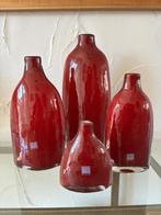 4 Vazen in rood glas, Huis en Inrichting, Woonaccessoires | Vazen, Ophalen, Gebruikt, Glas, Minder dan 50 cm