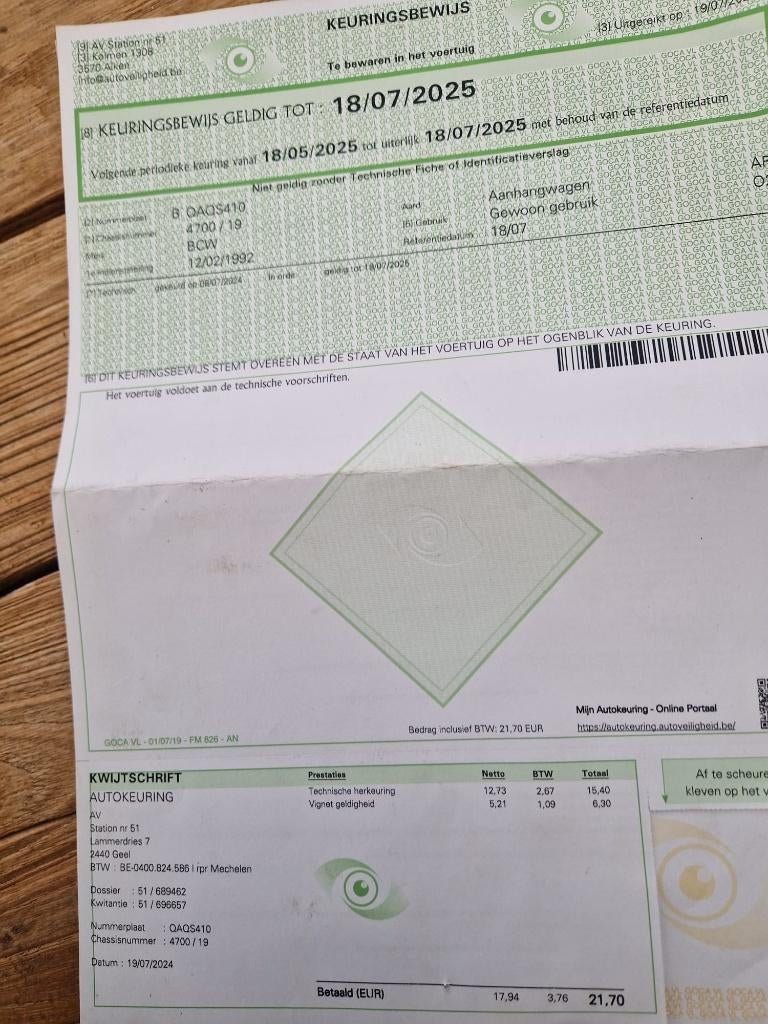 Aanhangwagen geremd, Autos : Divers, Remorques, Comme neuf, Enlèvement