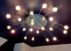 Grote design plafondlamp in verchroomd metaal en glas, Ophalen, Zo goed als nieuw, Glas