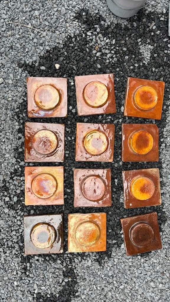 12 Vintage terracotta kachel/muurtegels 19 x 19cm, Antiek en Kunst, Antiek | Keramiek en Aardewerk, Ophalen