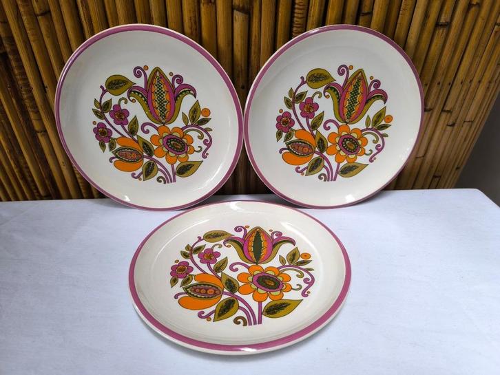 Vintage 1970 dessert- of brunchborden van Boch design Bali, Antiek en Kunst, Antiek | Keramiek en Aardewerk, Ophalen of Verzenden