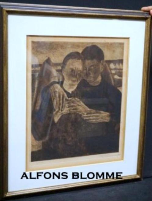 Alfons Blomme "Idylle" signé 1919, Antiquités & Art, Art | Eaux-fortes & Gravures, Envoi