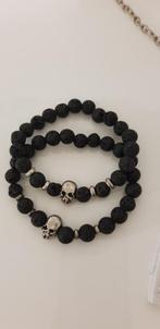 Bracelet avec tête de mort et perles noires, Bijoux, Sacs & Beauté, Comme neuf, Enlèvement ou Envoi