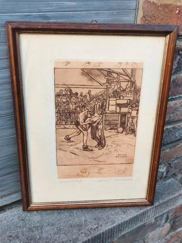 Eau forte les catcheur signe Frans gailliard, Antiquités & Art, Art | Eaux-fortes & Gravures, Enlèvement ou Envoi