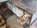 Inox tafel met schuiven, technische werktafel, Ophalen
