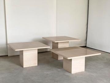 Set travertin coffeetable’s beschikbaar voor biedingen