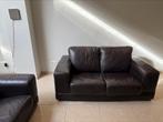 Lederen donker bruine salon (3-2 zit), Huis en Inrichting, Ophalen, Gebruikt, Leer, Modern