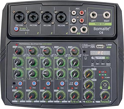 6-kanaals audio-mengconsole met led-display, geïntegreerde, Muziek en Instrumenten, Microfoons, Zo goed als nieuw, Instrumentmicrofoon