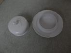 wit porseleinen camenbertschotel met deksel, Huis en Inrichting, Keuken | Servies, Ophalen, Zo goed als nieuw, Effen, Kop(pen) en/of Schotel(s)