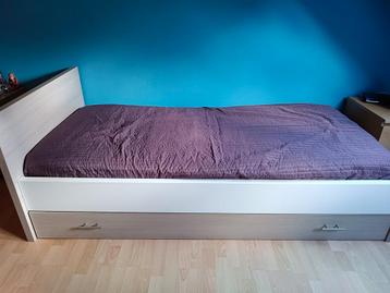 Nieuw bed met opbergbox 90x200 wit/beige