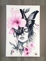 Vlinderdame, Antiek en Kunst, Kunst | Schilderijen | Modern, Ophalen