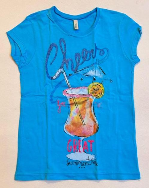 Lichtblauwe t-shirt van Benetton (maat XS / 4 - 5 jaar), Kinderen en Baby's, Kinderkleding | Maat 104, Zo goed als nieuw, Meisje