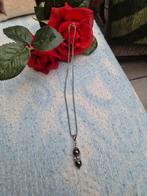 Zilveren Italy ketting met vertical parels hanger 925 stempe, Ophalen of Verzenden, Zo goed als nieuw