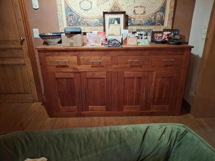Mooie Teak dressoir, Huis en Inrichting, Kasten | Dressoirs, Gebruikt, 200 cm of meer, 25 tot 50 cm, Met lade(s), Met plank(en)
