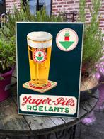 Blikken reclamebord Jager-pils Roelants, Verzamelen, Ophalen of Verzenden