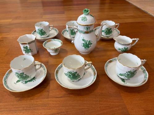 Herend Apponyi Vert - mokkaservice voor 6 personen, Antiek en Kunst, Antiek | Servies compleet, Ophalen