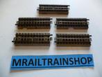 3600D1/2 MARKLIN HO - 5 x RECHTE RAILS/VOIES DROITS 9 cm lik, Wisselstroom, Gebruikt, Ophalen of Verzenden, Rails