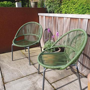 Tuinstoel lounge donker groen 2 stuks beschikbaar voor biedingen