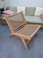 Fauteuil ethnique en cannage et teck, Antiek en Kunst, Ophalen