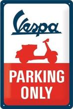 Vespa parking only metalen wandbord in reliëf - 30x20 cm, Verzamelen, Merken en Reclamevoorwerpen, Ophalen of Verzenden, Nieuw