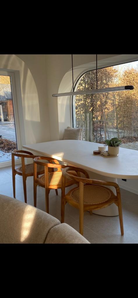 Natuurlijke houten eetkamerstoel met handgeweven zitting, Huis en Inrichting, Stoelen, Nieuw, Hout, Ophalen