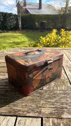 Vintage antiek tinnen doos blik art jaren 40 bloem, Verzamelen, Blikken, Ophalen of Verzenden, Gebruikt