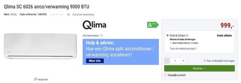 Qlima SC 6026 DIY airco kit uit de hubo, Doe-het-zelf en Bouw, Overige Doe-Het-Zelf en Bouw, Nieuw, Ophalen
