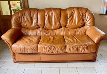 Salon en cuir véritable canapé 3 places + 2 fauteuils beschikbaar voor biedingen