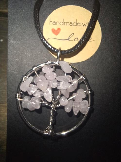 Ketting Levensboom, Handtassen en Accessoires, Kettingen, Nieuw, Steen of Mineraal, Roze, Met edelsteen, Ophalen of Verzenden