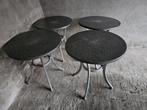 4 Tuintafels met grijs marmeren-look blad, Tuin en Terras, Ophalen, Gebruikt, Rond, Metaal