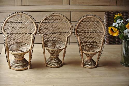 Set van 3 kleine rieten fauteuils Emmanuelle, Huis en Inrichting, Woonaccessoires | Overige, Zo goed als nieuw, Ophalen