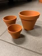 Set van 3 terracotta bloempotten nieuw, Tuin en Terras, Bloempotten, Ophalen, Rond, Nieuw, Balkon